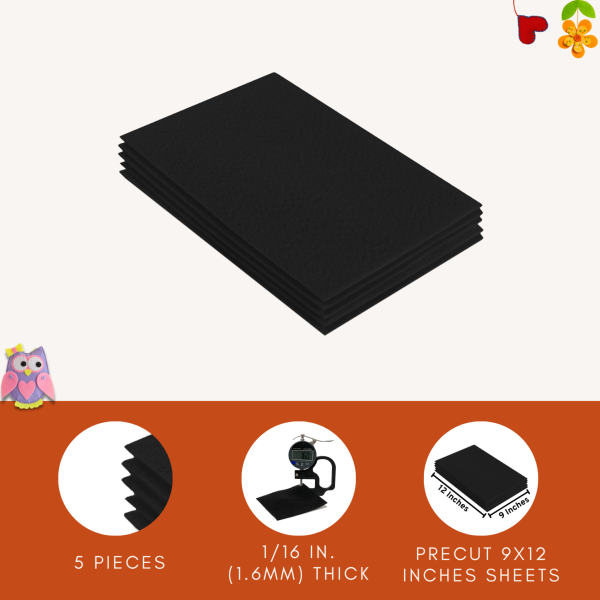 FabricLA Acrylic Felt 9 X12  Sheet Packs | Black Online now - Image 5