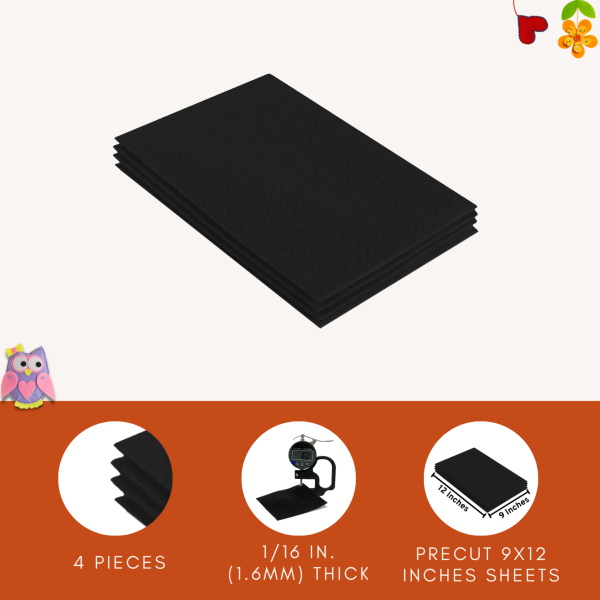 FabricLA Acrylic Felt 9 X12  Sheet Packs | Black Online now - Image 3