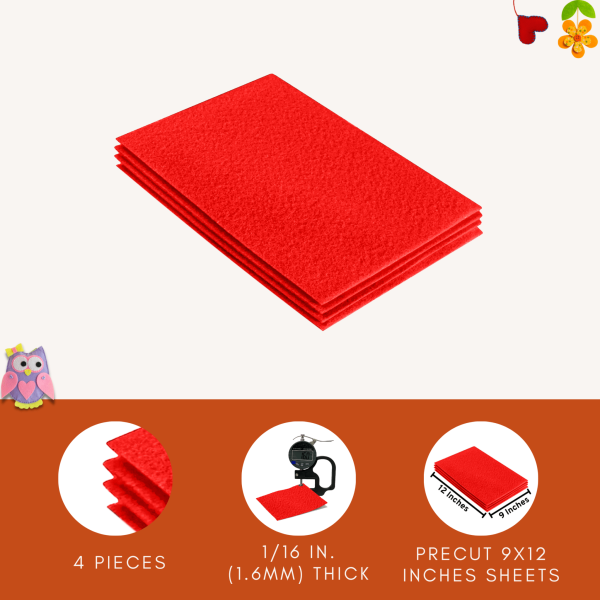 FabricLA Acrylic Felt 9 X12  Sheet Packs | Hot Orange Supply - Image 2