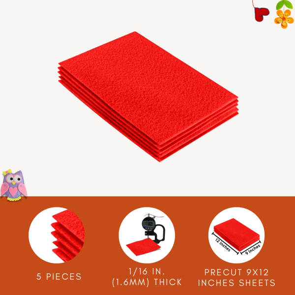 FabricLA Acrylic Felt 9 X12  Sheet Packs | Hot Orange Supply - Image 4