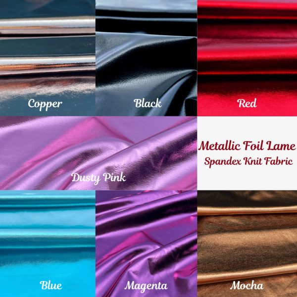 Metallic Foil Lame Spandex Knit Fabric | 4-Way Stretch | for Apparel, Costumes Discount
