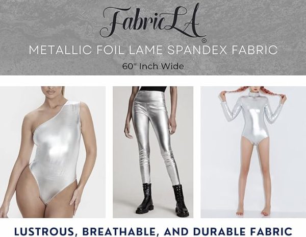 Metallic Foil Lame Spandex Knit Fabric | 4-Way Stretch | for Apparel, Costumes Discount - Image 4